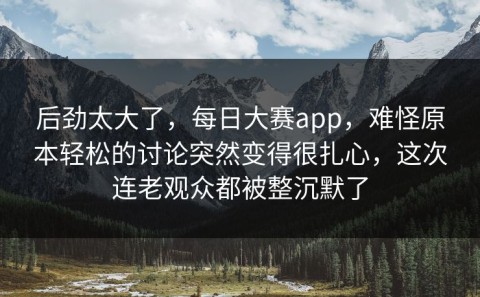 后劲太大了，每日大赛app，难怪原本轻松的讨论突然变得很扎心，这次连老观众都被整沉默了