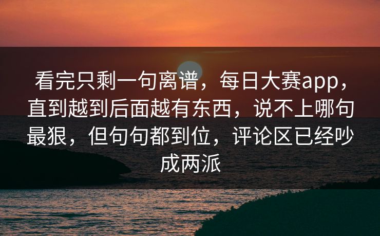 看完只剩一句离谱，每日大赛app，直到越到后面越有东西，说不上哪句最狠，但句句都到位，评论区已经吵成两派